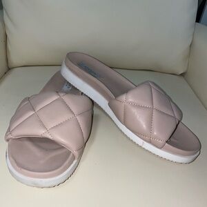 Steven New York Blush Quilted Slide Sandals